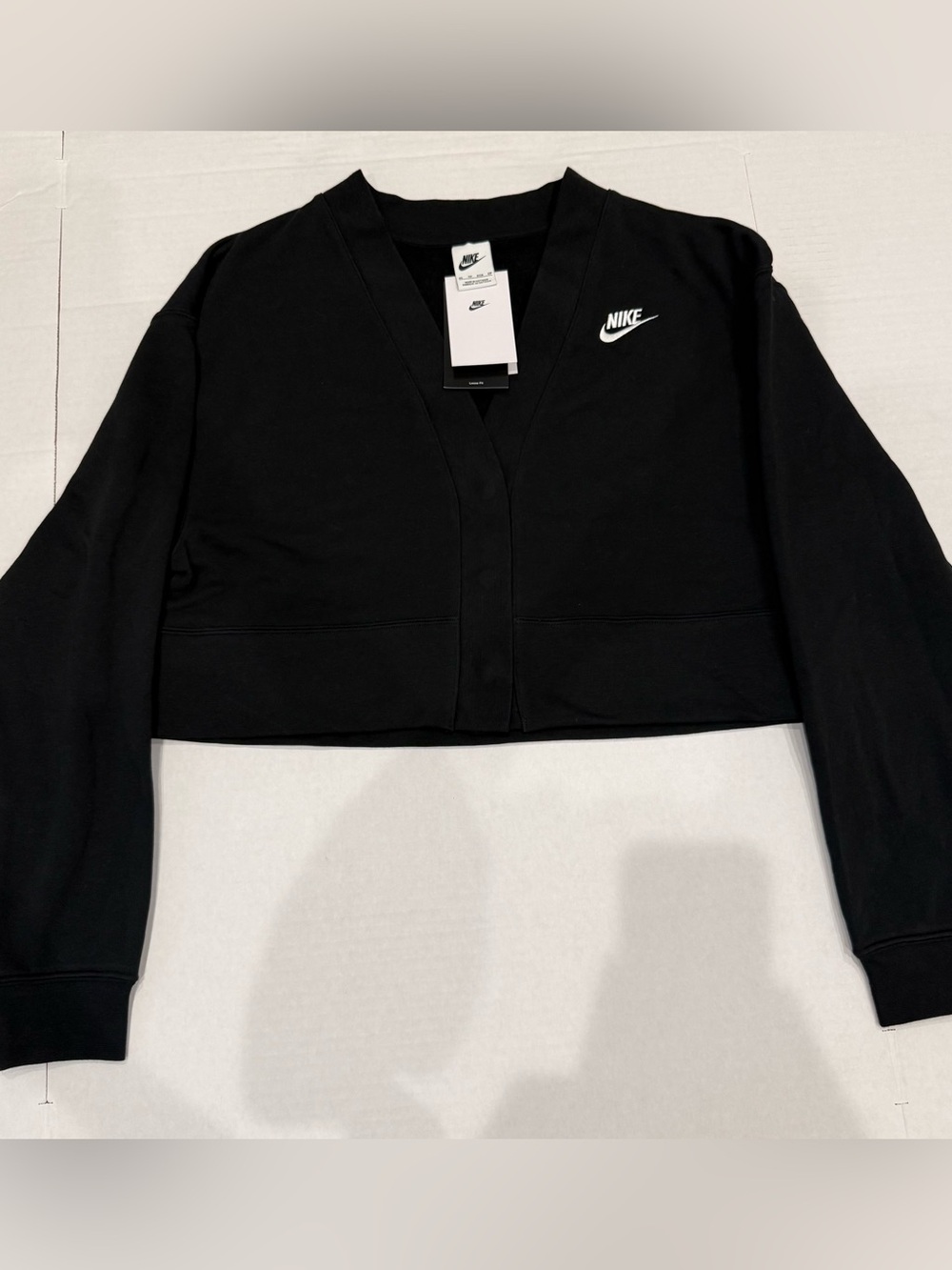 Nike Women's Sportswear Phoenix Black Fleece Cropped Cardigan- XS